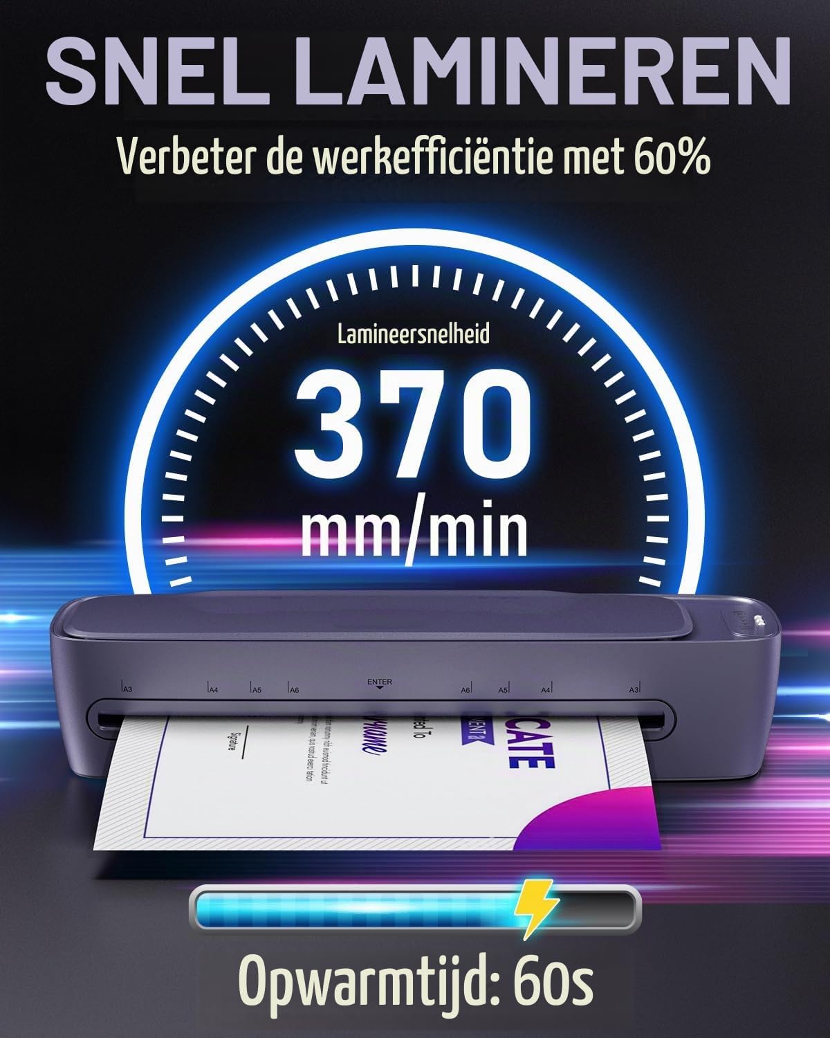 Detalle 2 de Ablemark SL888 A3-lamineerapparaat, warm en koud, 9-in-1 met 30 folievellen