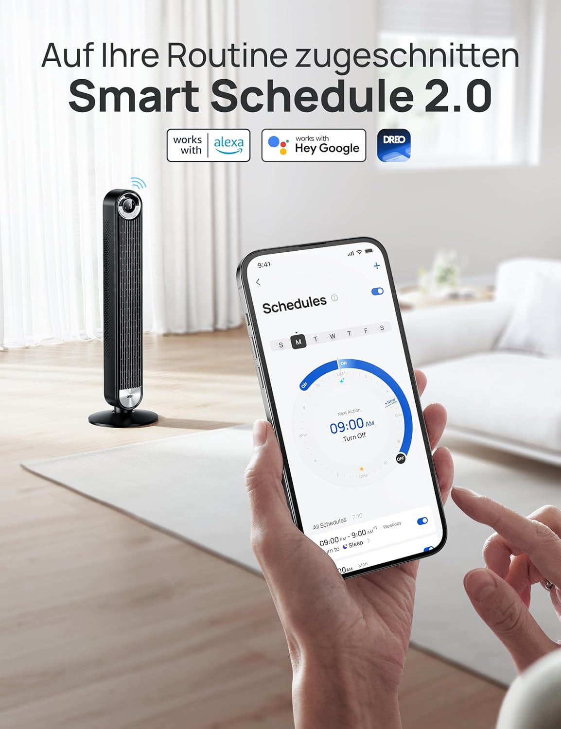 Thumbnail 6 de DREO 25 dB Leiser Smart Turmventilator, 106 cm Höhe – Cruiser Pro T2S, Schwarz