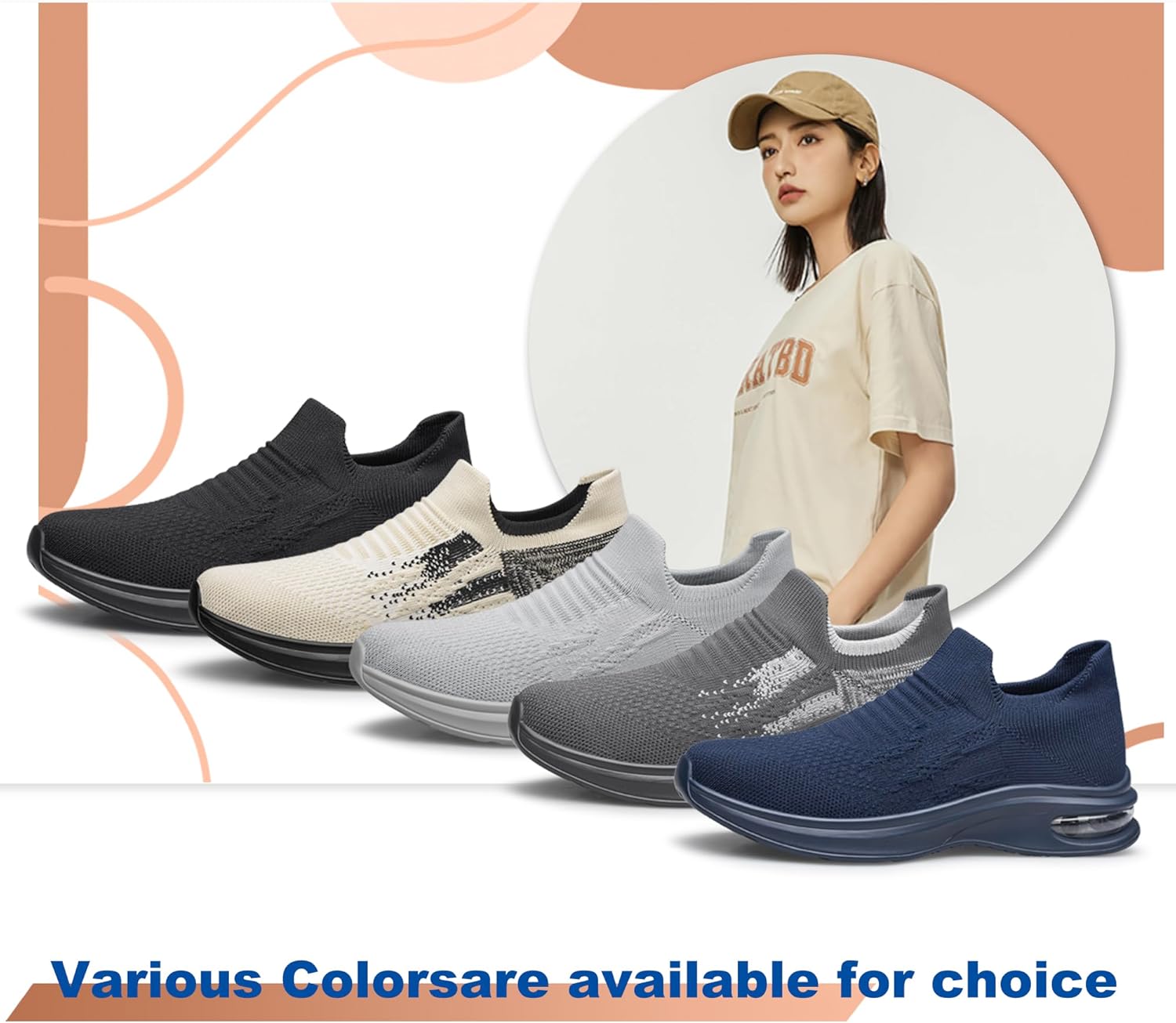 Detalle 2 de SURFING TREE Womens Slip On Trainers – breathable non-slip walking and workout shoes