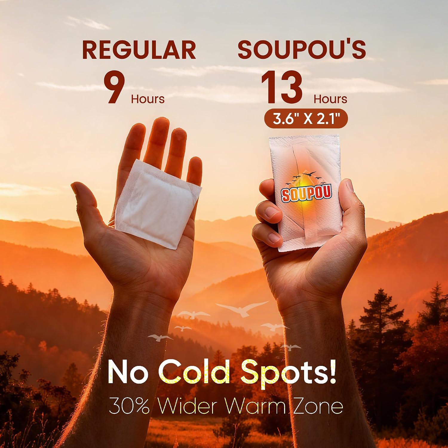 Detalle de Soupou Disposable Hand Warmers, Air-Activated Pocket Warmers, Up to 13 Hours