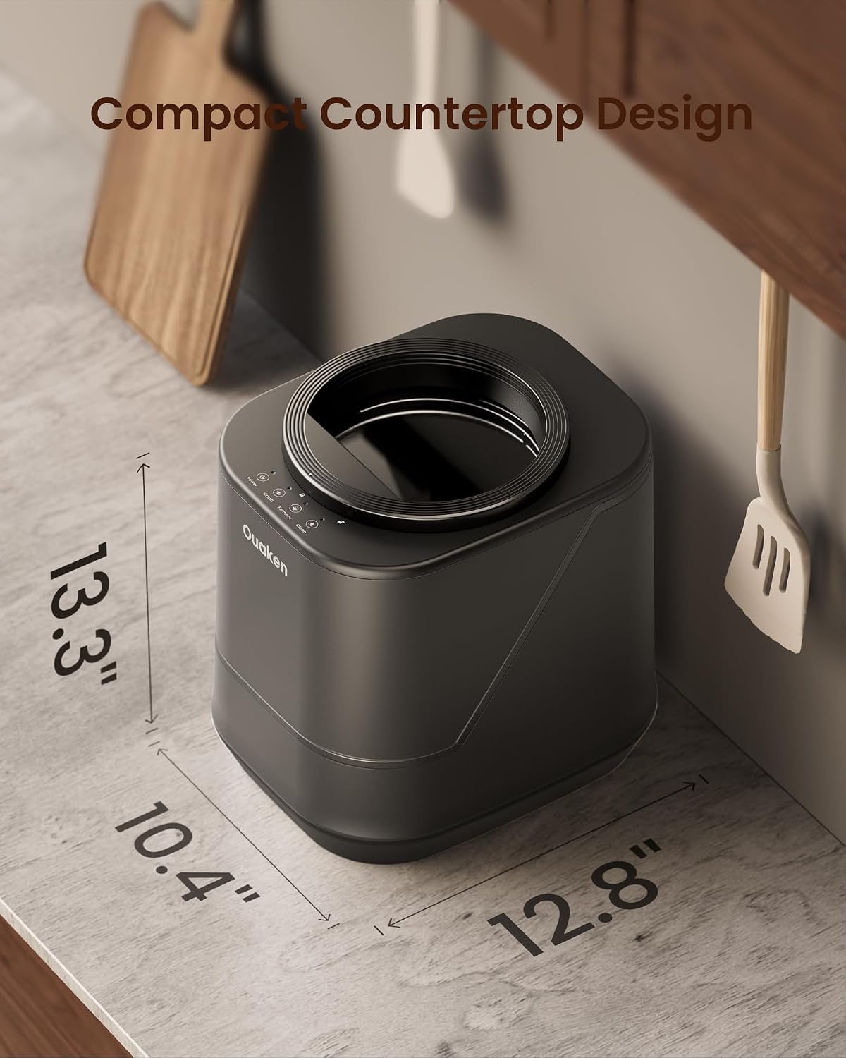 Thumbnail 3 de Ouaken 4L Electric Composter for Kitchen (Smart Countertop Compost Bin) — Odorless, Low Noise, Auto-Cleaning, Black