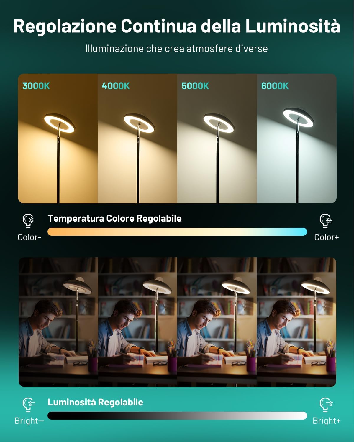 Thumbnail 4 de Lampada da Terra LED con Proiettore Stellare RGB e Telecomando – Dinoho 2-in-1, 15W, 1300LM, dimmerabile 3000K–6000K