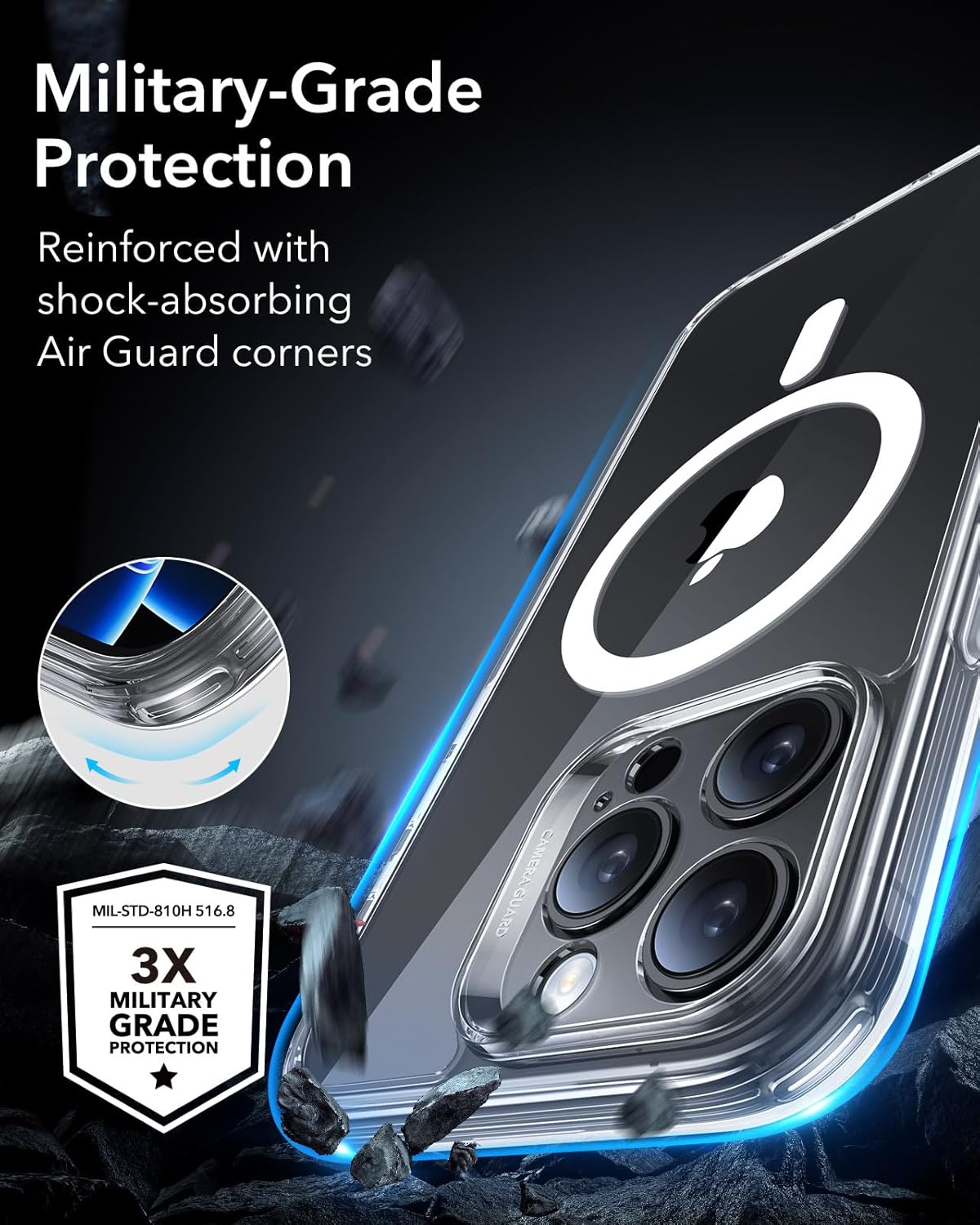 Thumbnail 3 de ESR Coque iPhone 16 Pro Max avec Verre Trempé et Protecteur d'Écran – Série Classic Translucide et MagSafe