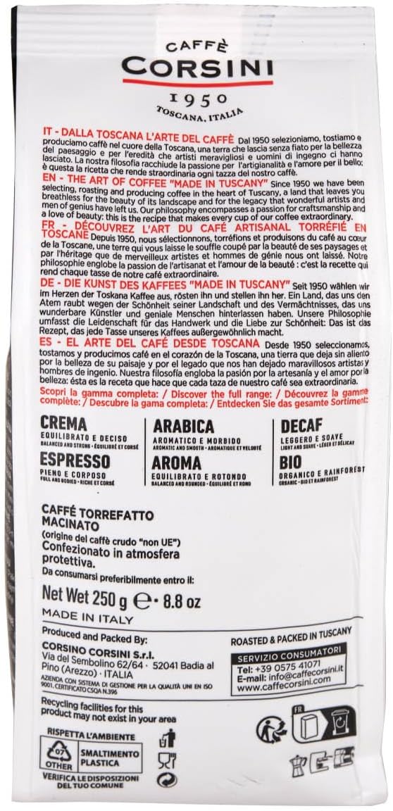 Thumbnail 1 de Caffè Corsini Caffè Macinato 100% Arabica Gusto Delicato (Tostatura Media) 250 g