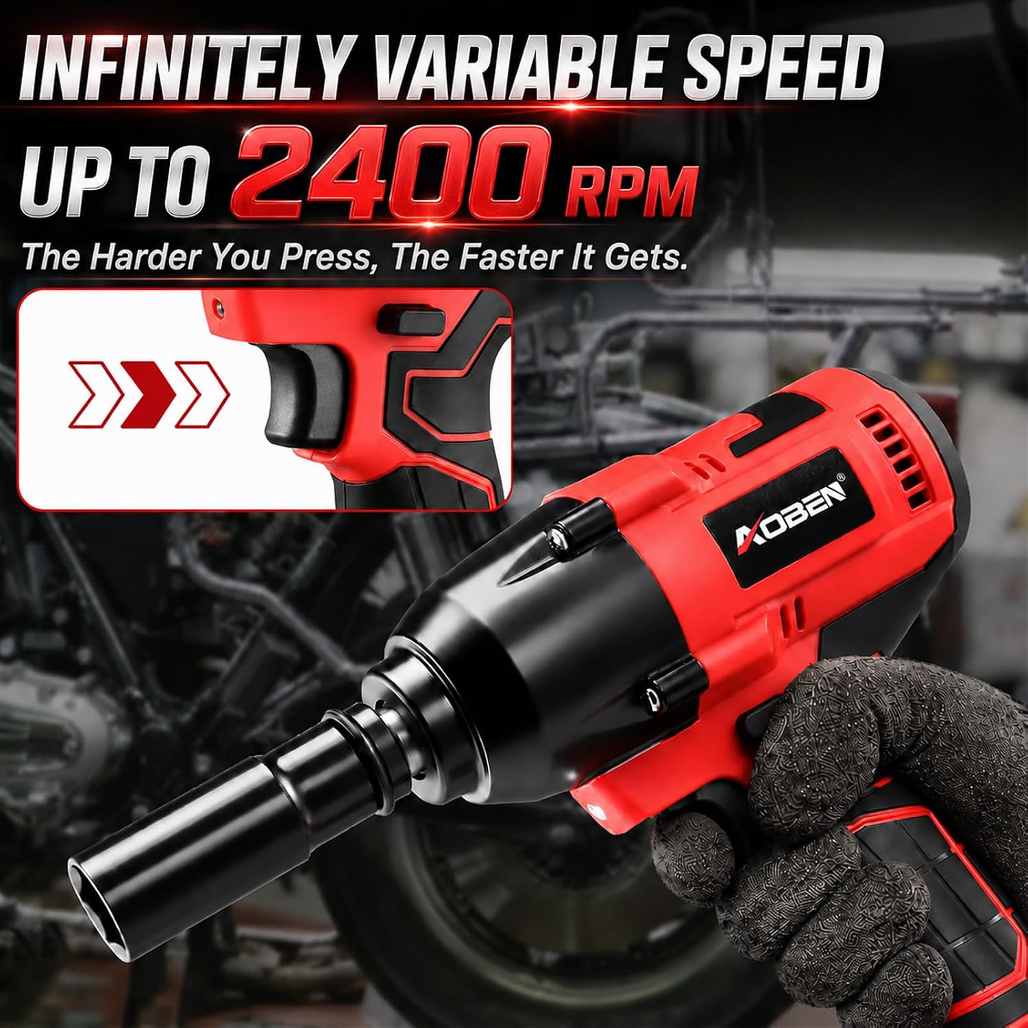 Detalle de AOBEN Cordless Impact Wrench 1/2" 600N·m torque