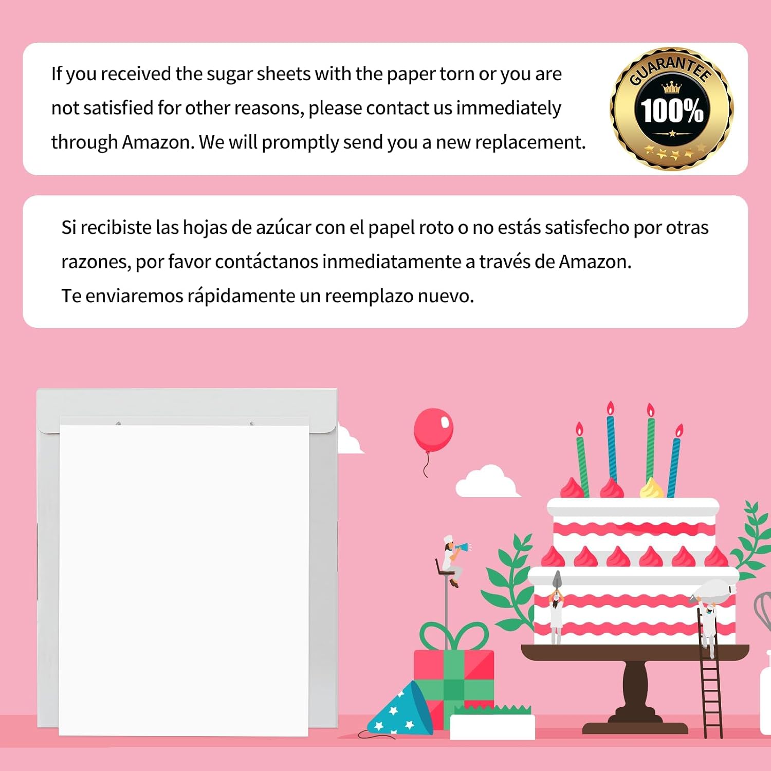 Detalle 2 de CAKESTAR A4 Edible Icing Sheets, 25-Pack, 11.7 × 8.3 in Sugar Paper