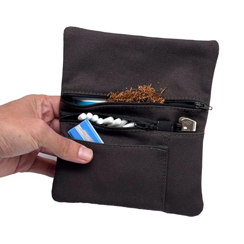 Detalle de Leia Design Porta Tabacco Cartine e Filtri + Portafoglio: astuccio cucito a mano, resistente e pratico