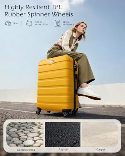 Detalle de COOLIFE 20-Inch Carry On Suitcase for EasyJet — Durable PC+ABS Hard Shell, 38L
