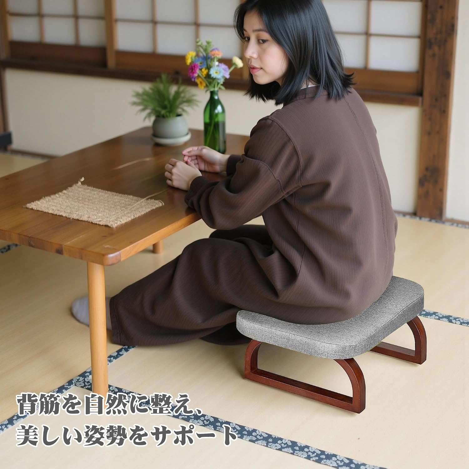 Thumbnail 6 de VECELO KHD-CC-YZ20-GRY 正座椅子 グレー・幅45×奥行33×高さ17cm