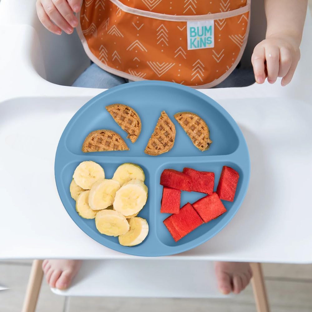 Thumbnail 5 de Vicloon Baby Suction Plate 3-Pack: Silicone Divided Dishes for Self-Feeding (Blue/Pink/Beige)