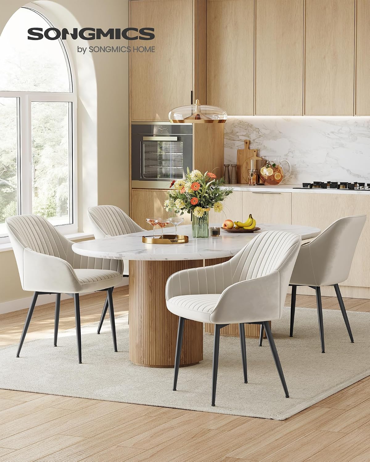 Detalle 2 de SONGMICS LDC087W16 Esszimmerstuhl 6er Set Cappuccino-Beige