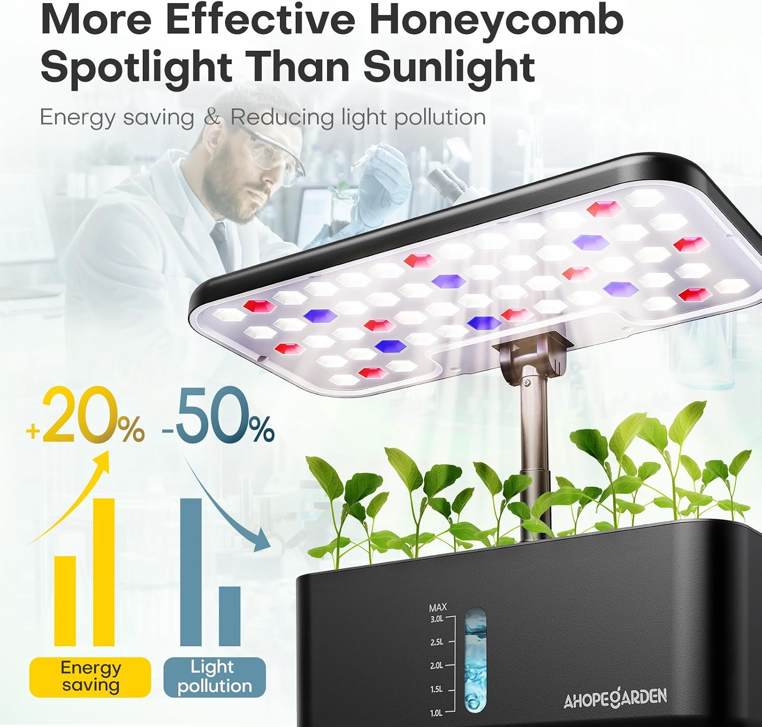 Detalle 2 de Ahopegarden Indoor Garden Hydroponics Growing System, 10-Pod LED Kit