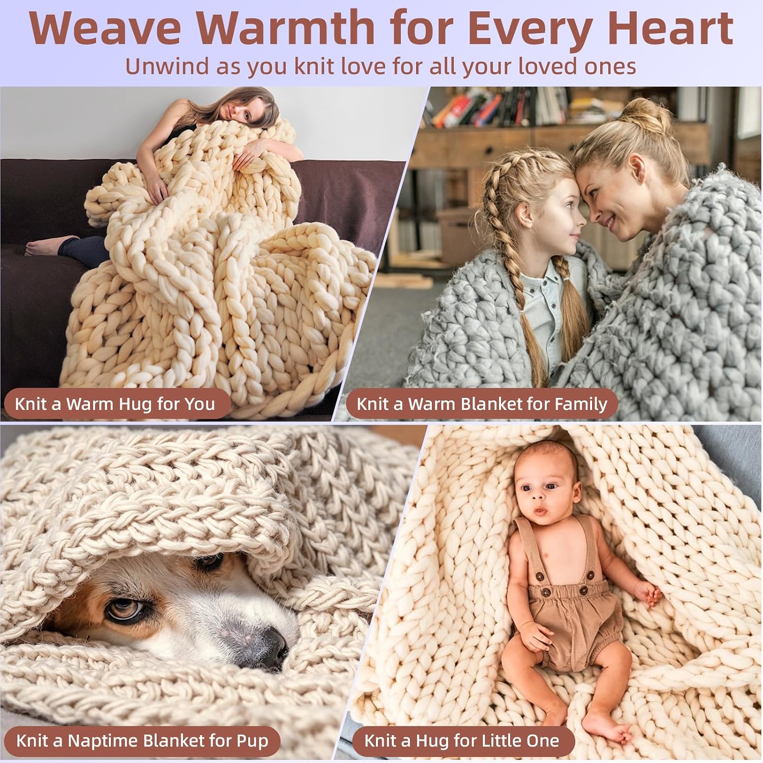 Thumbnail 6 de MEVOME Solid Wood Chunky Blanket Loom, Foldable, 32″, 48″ and 64″