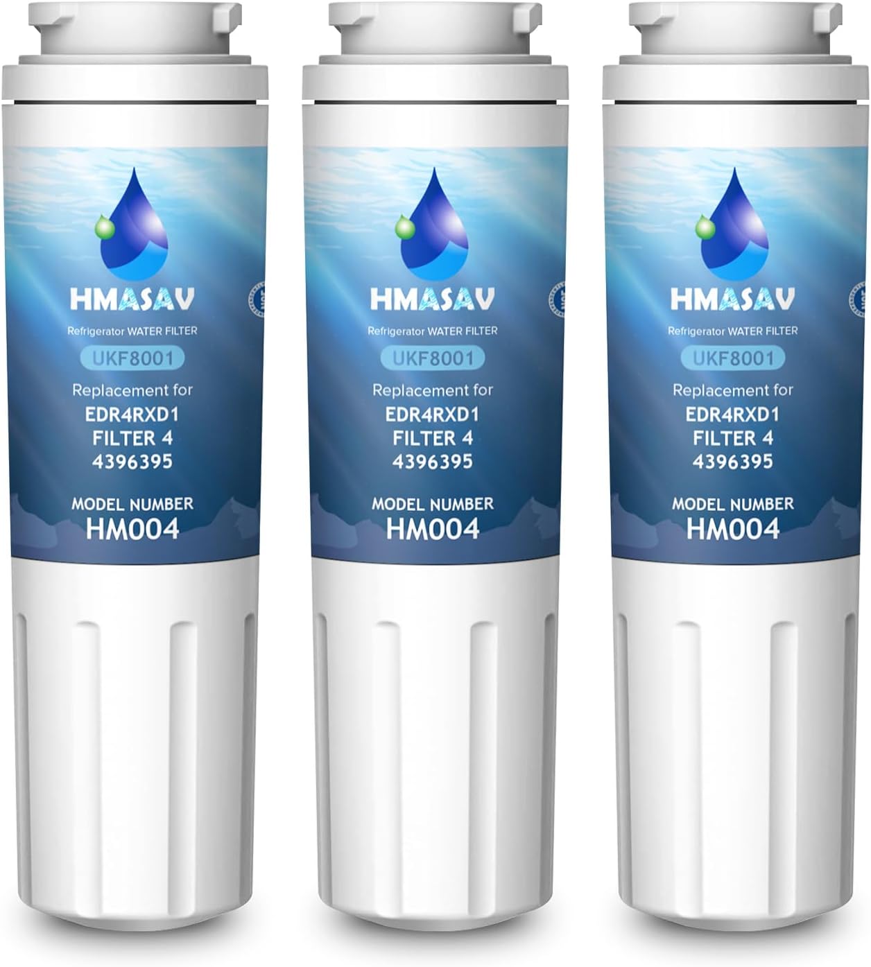 Detalle de HMASAV HM004 Refrigerator Water Filter, 3-Pack for Everydrop Filter 4