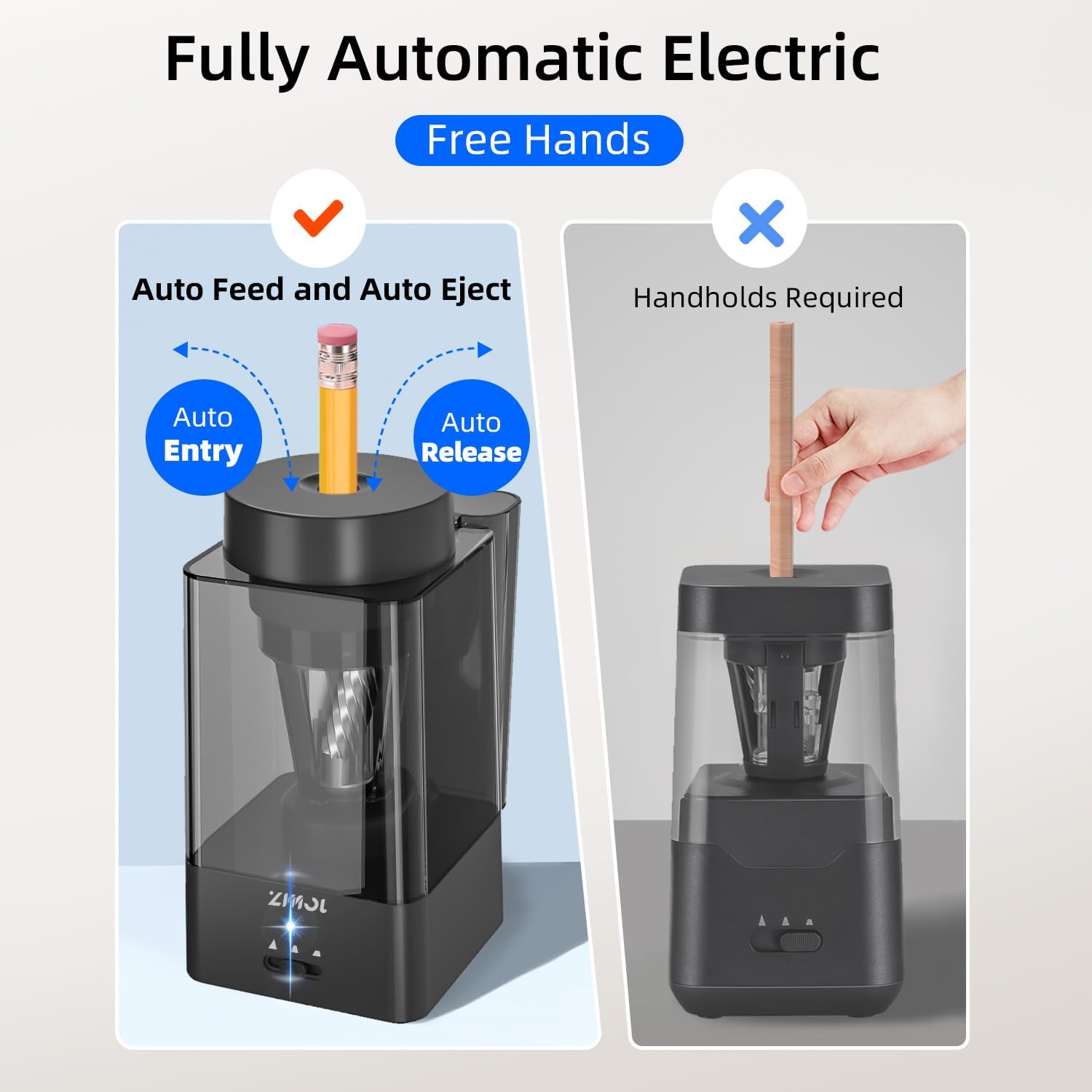Thumbnail 1 de Zmol Full Automatic Pencil Sharpener: Rechargeable 6–12mm Heavy Duty for Classroom and Home