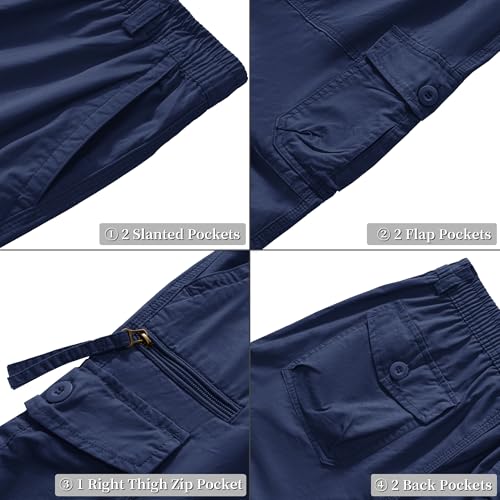 Thumbnail 4 de KEFITEVD Men's Long Cargo Shorts: Elastic Waist, 15" Inseam for Everyday Outdoor Use