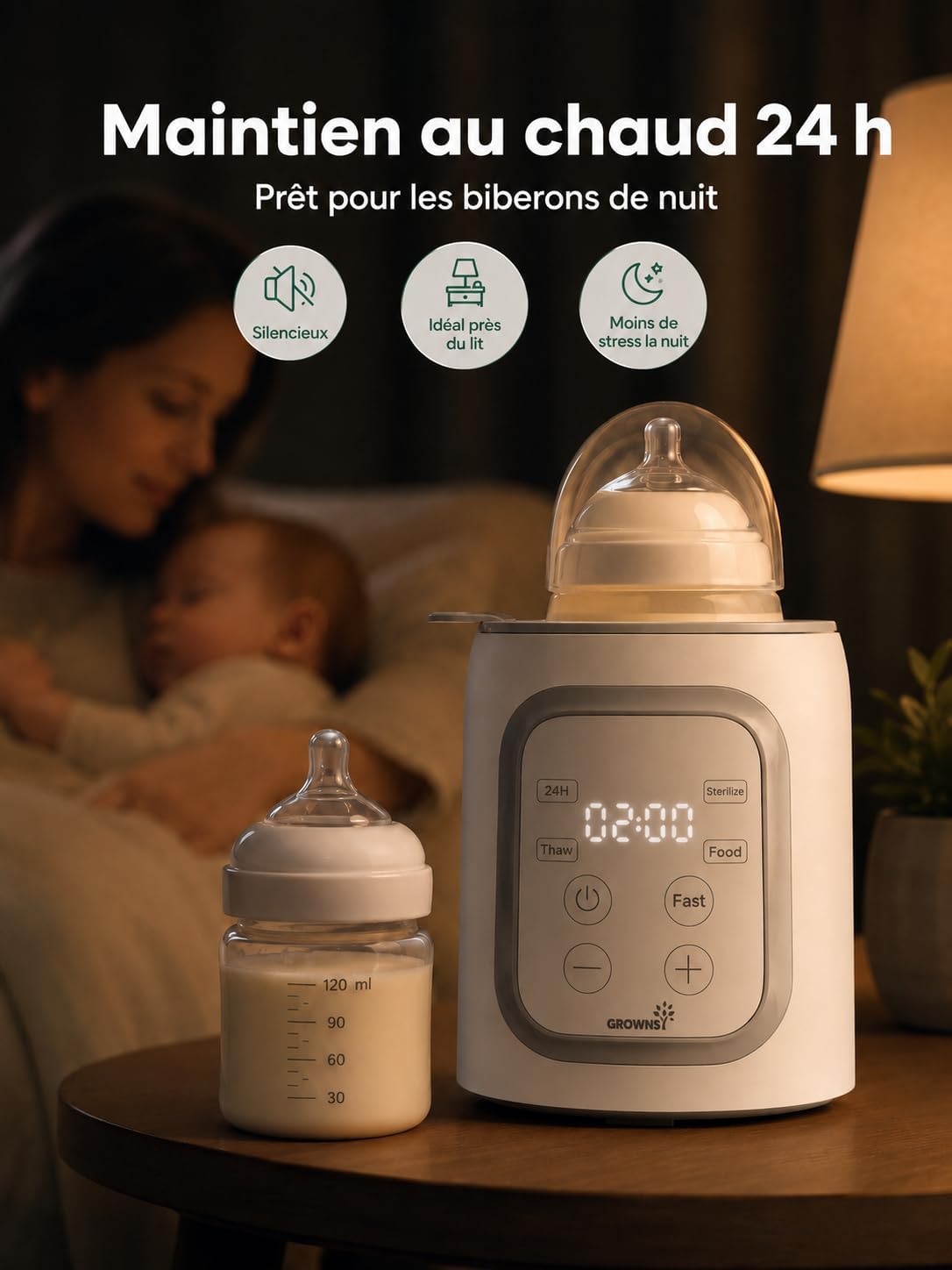 Thumbnail 4 de Grownsy Chauffe Biberon 10 en 1 – Chauffe-biberon électrique rapide avec écran LCD