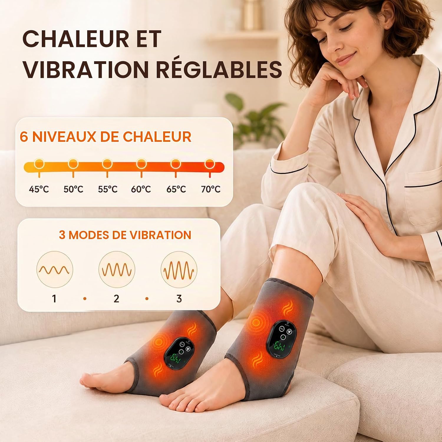 Detalle 2 de MQUPIN 3-in-1 voetmassageapparaat met warmte, vibratie en timer