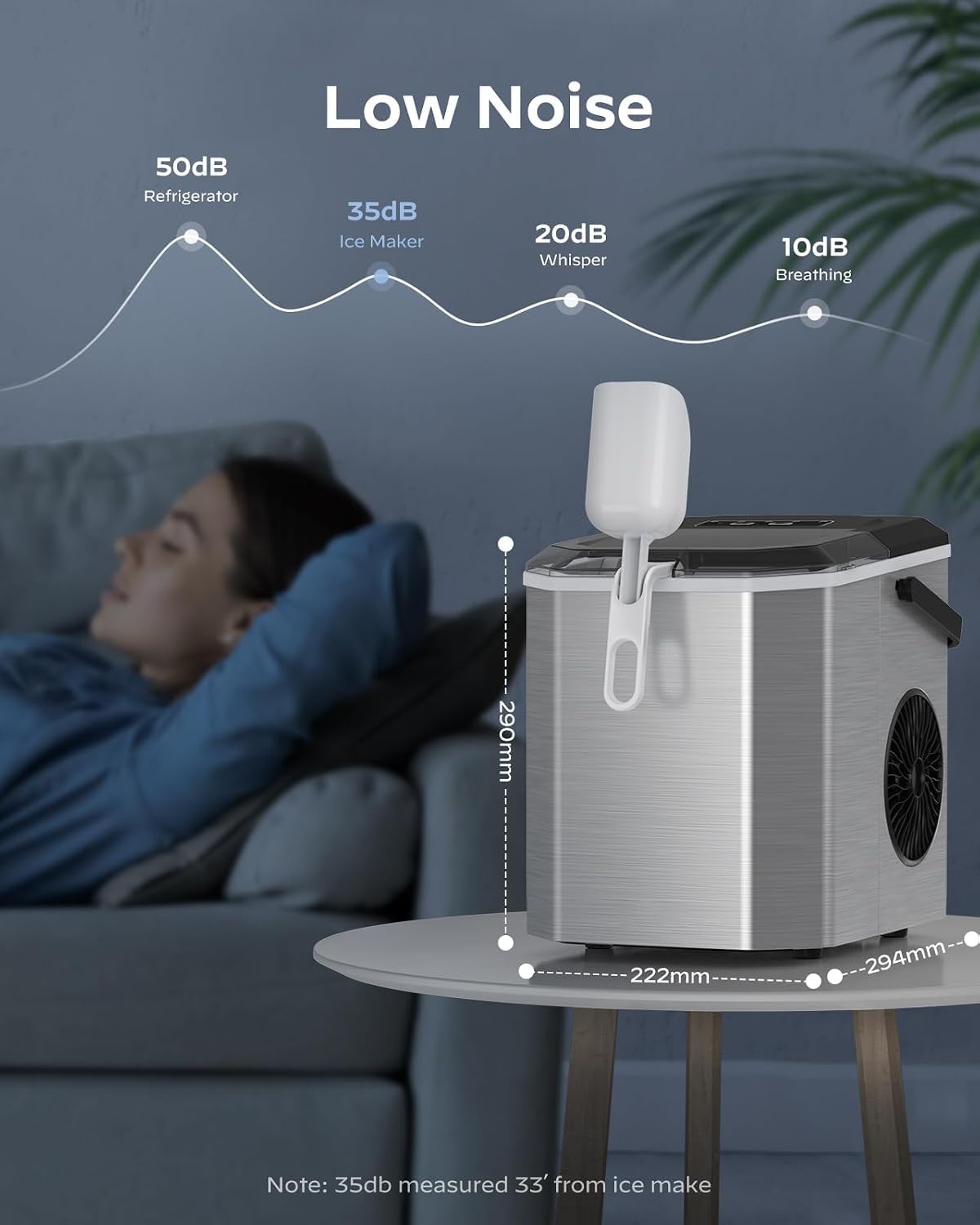 Thumbnail 6 de Silonn SLIM21T Countertop Ice Maker, Portable, Self-Cleaning, 9 Cubes in 6 Minutes