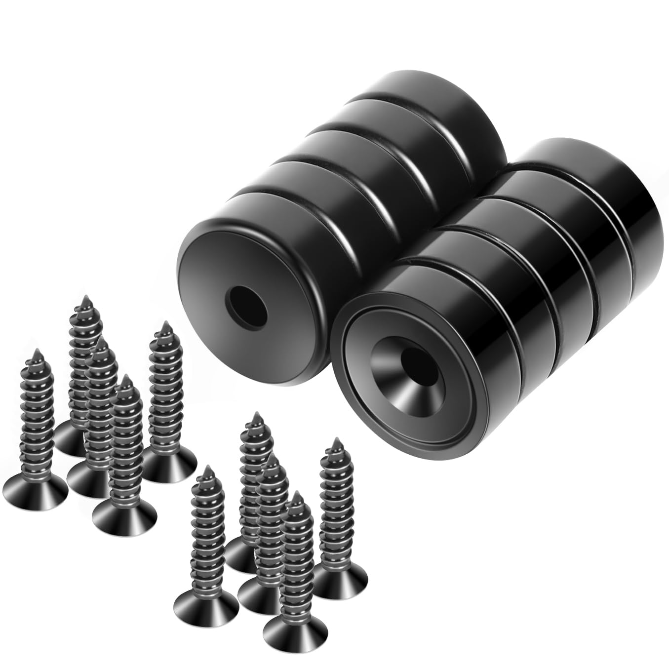 Detalle de Neosmuk Magnete (17 mm Durchmesser), schwarz, mit Loch – ideal für Holzwand, Whiteboard, Tür & Küche (10 Stück)
