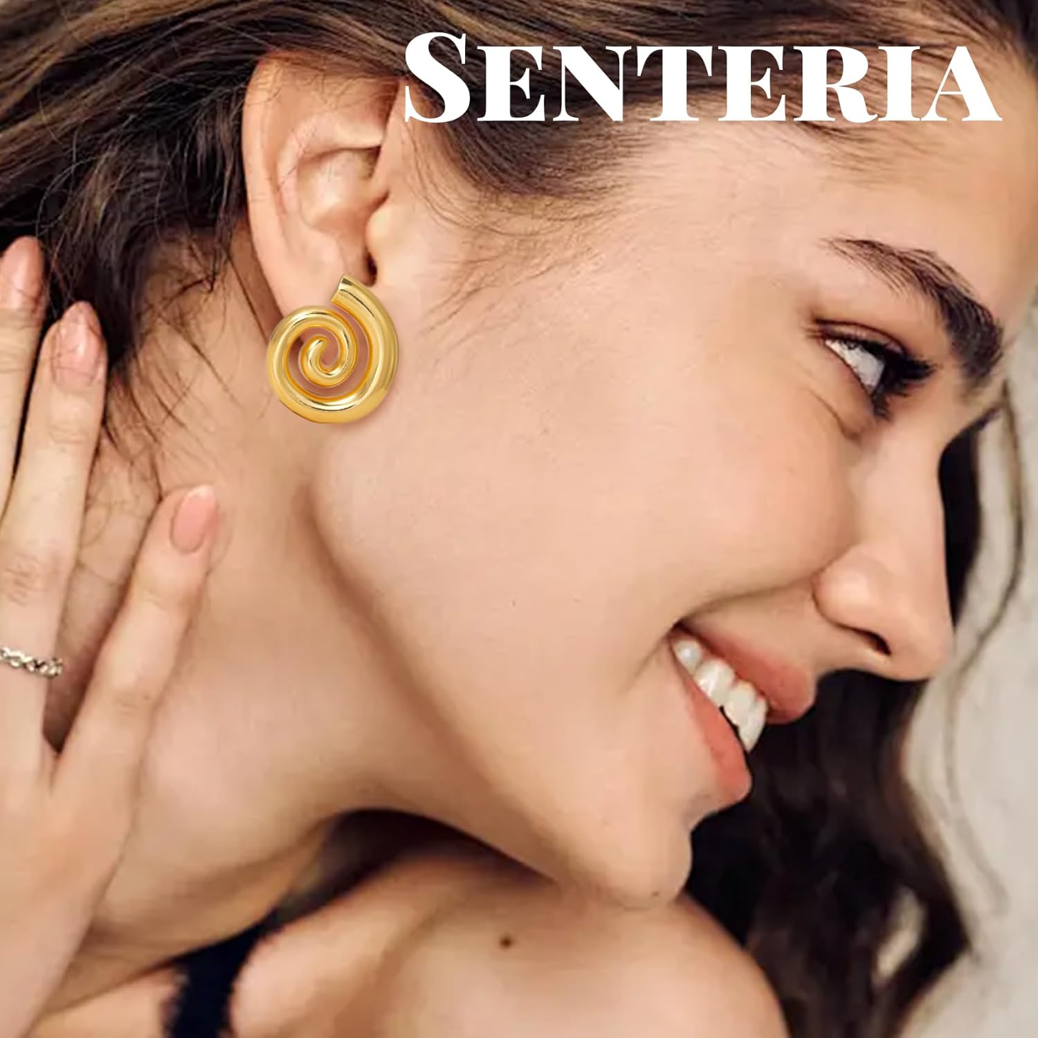 Thumbnail 4 de Senteria Ohrringe Silber 925 Stecker mit 14K Vergoldung – goldene Knoten-Statement Ohrringe für Damen