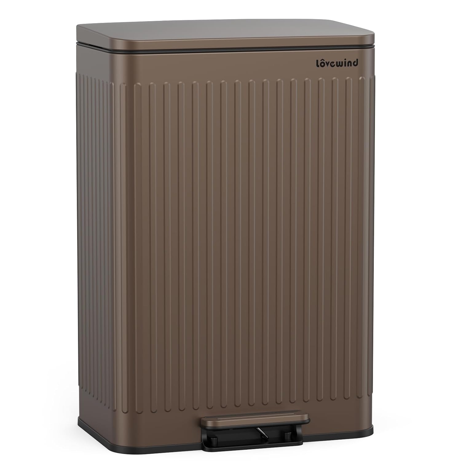 Detalle de Lovewind keukenprullenbak 60 liter van roestvrij staal, bruin, met softclose