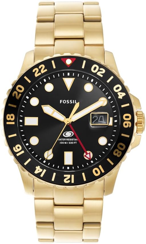 Thumbnail 5 de Fossil Montre GMT bleue pour homme : boîtier acier 46 mm, quartz et bracelet inox ou silicone