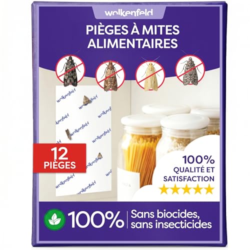 Wolkenfeld Piège à Mites Alimentaires x12 – Système de Surveillance à Phéromone (Made in Germany) sans Spray ni Biocides