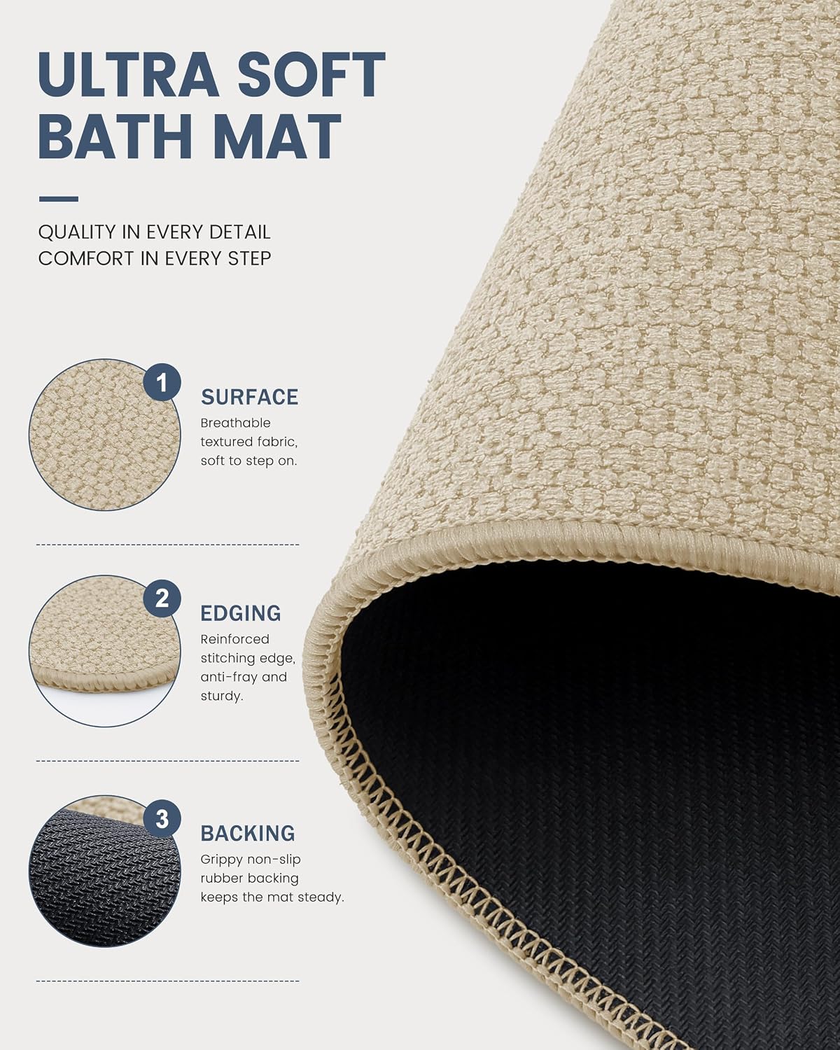 Thumbnail 4 de Smiry Memory Foam Bath Mat 36"x24" in Sage Green — Ultra Soft Non-Slip, Quick-Dry & Machine Washable