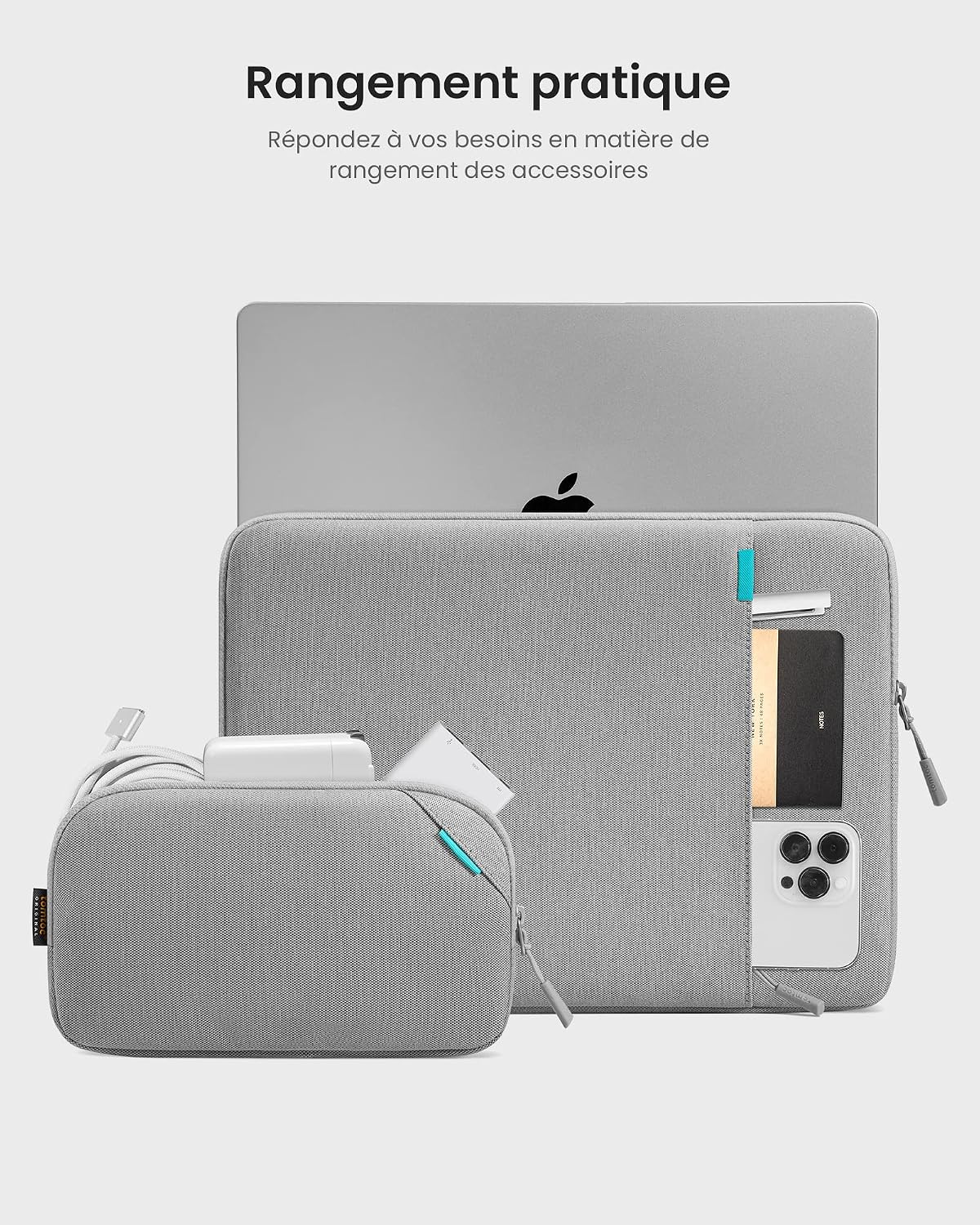 Detalle 2 de Tomtoc 360° Housse pour 15" MacBook Air M5/M4/M3 et Surface Laptop Copilot+: Protection 360° avec compartiment accessoires