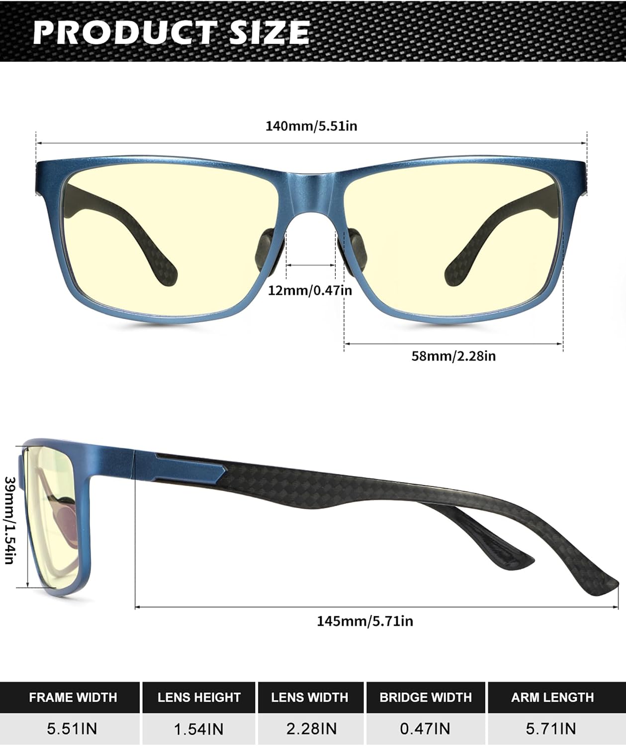 Detalle de ANYLUV Blue Light Blocking Glasses for Men (Lightweight Al-Mg Metal Anti-Eye Strain)