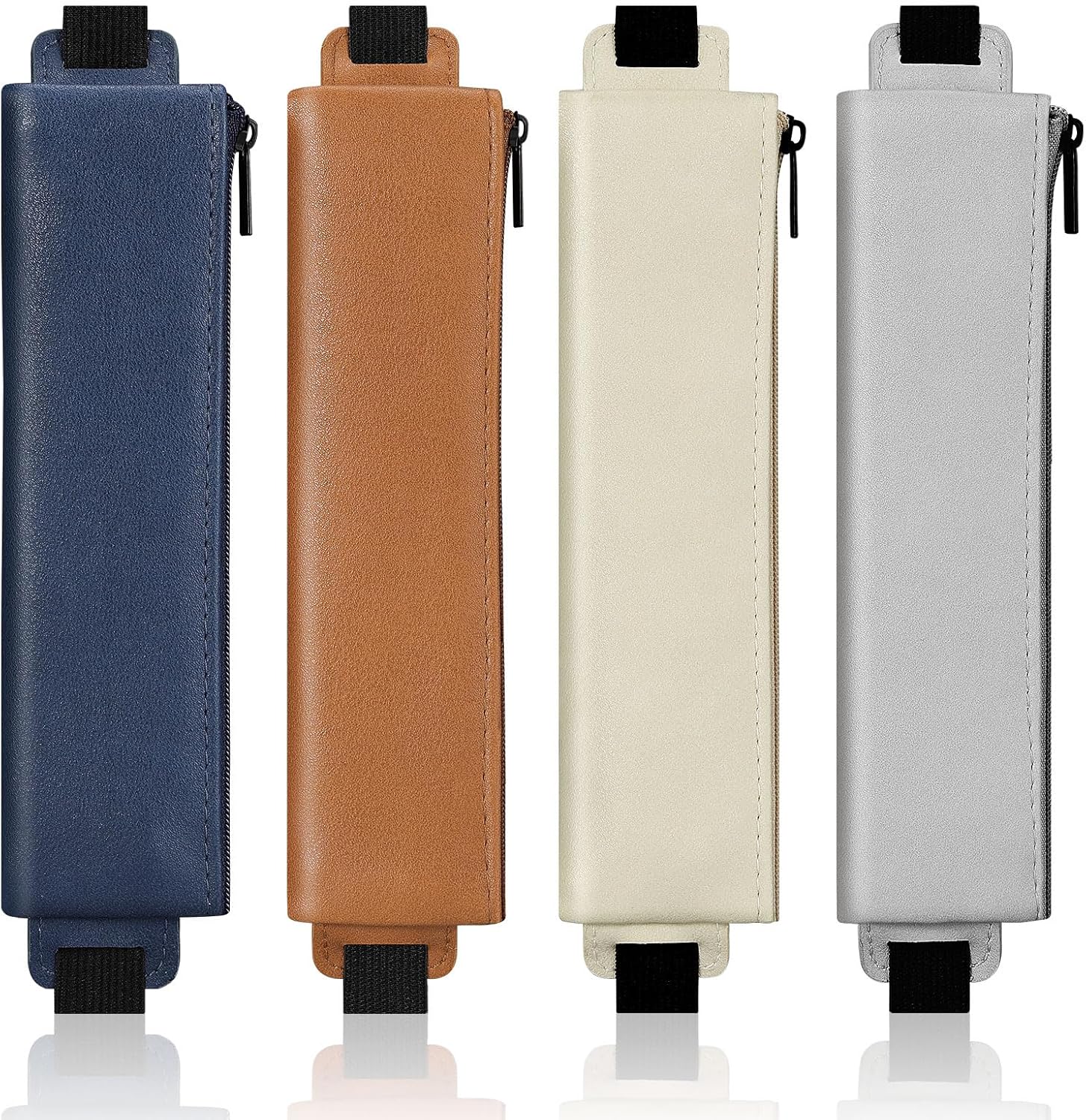 MoKo portapenne elastico per taccuino in pelle PU, 4 pezzi con fascia regolabile