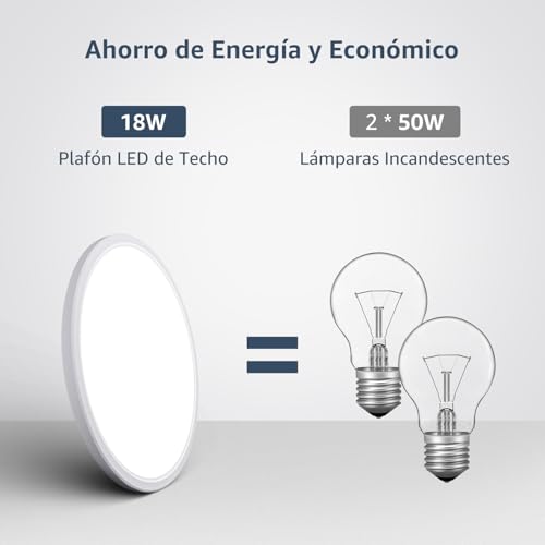 Thumbnail 4 de Lepro Pláfon LED de techo para cocina y baño, blanco frío 5000K, 18W y 1800 lm, IP44 ultrafino (Ø22 cm)