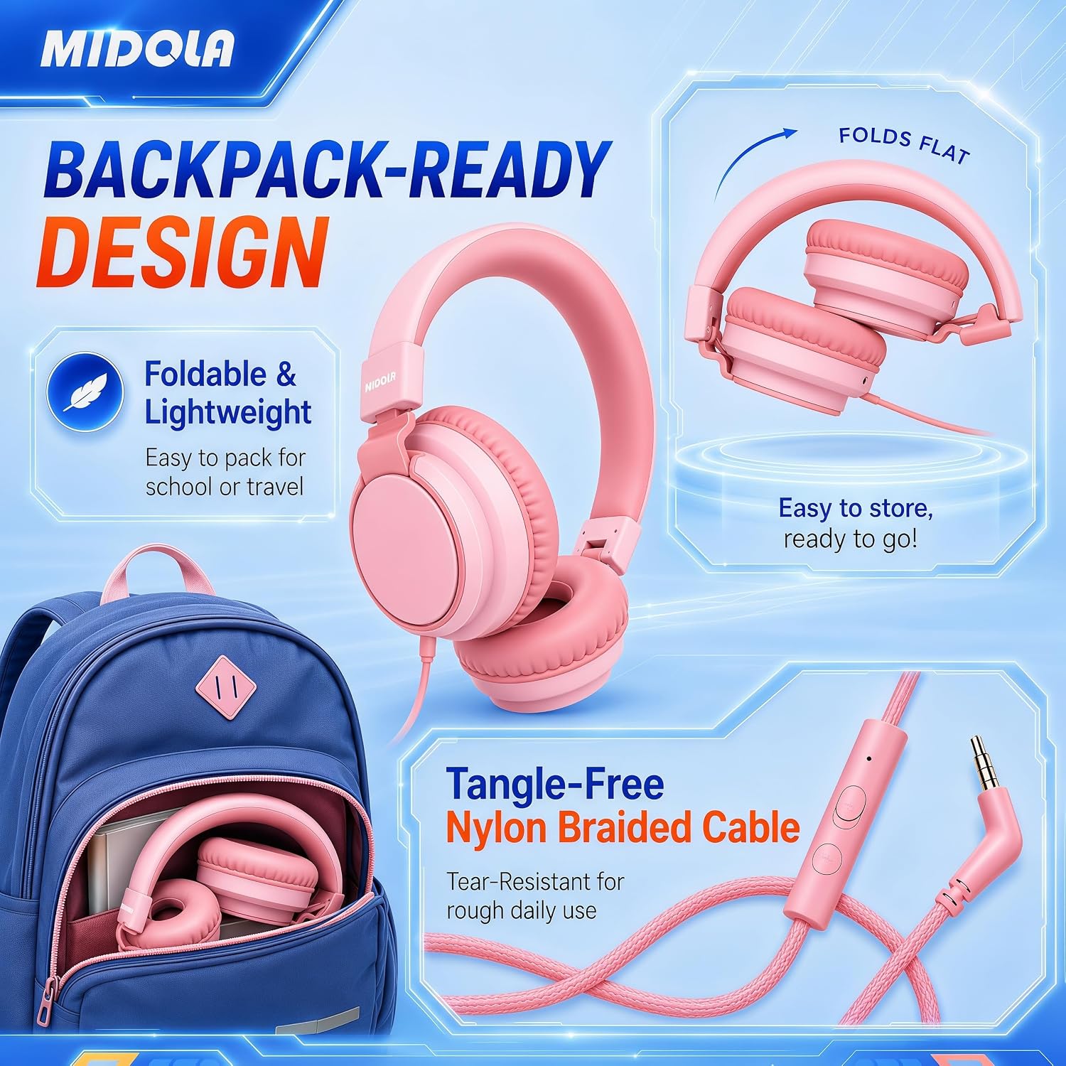 Detalle 2 de Midola Kids Headphones with 85/94dB Volume Limit