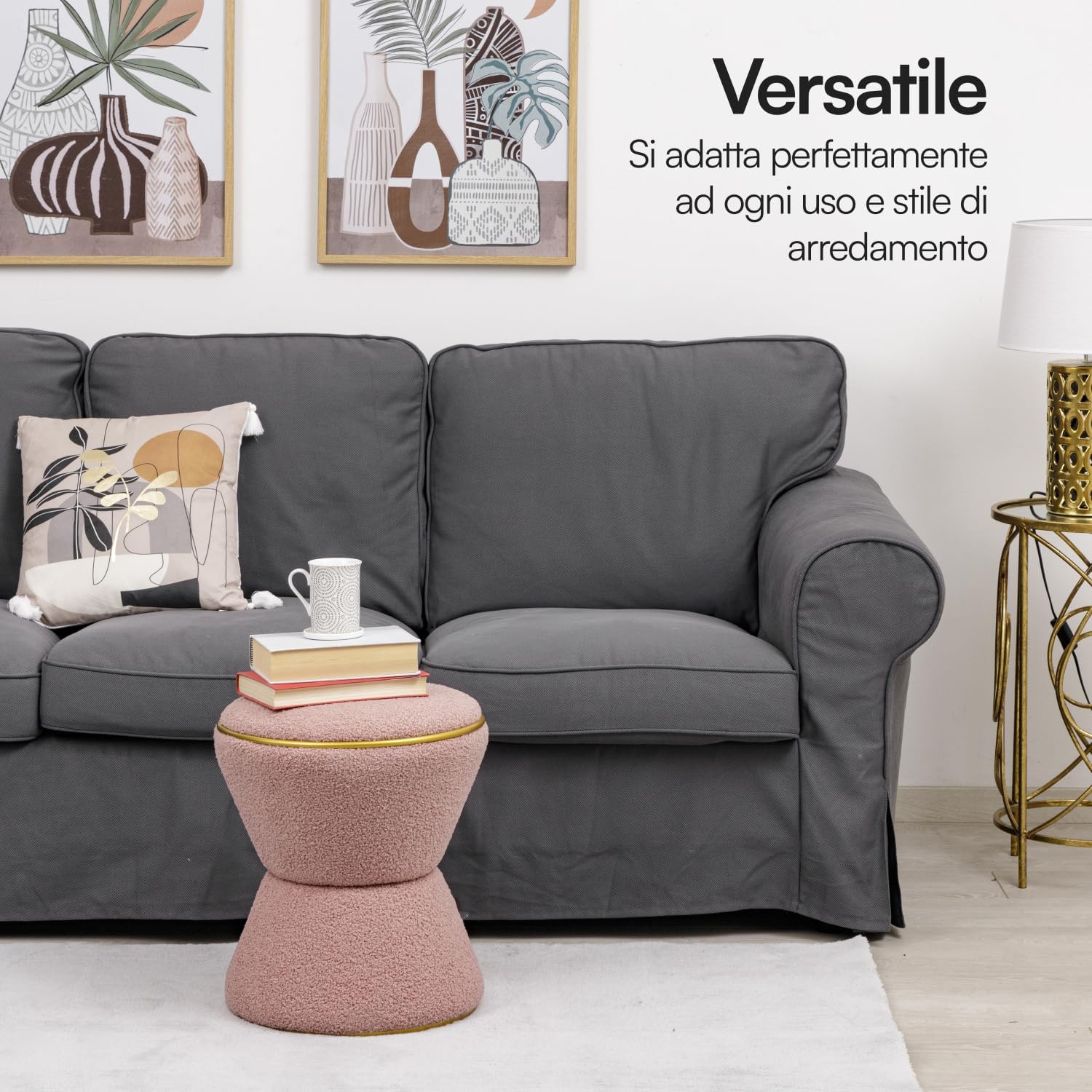 Thumbnail 5 de Baroni Home Pouf Poggiapiedi Sherpa 37x37x43 cm