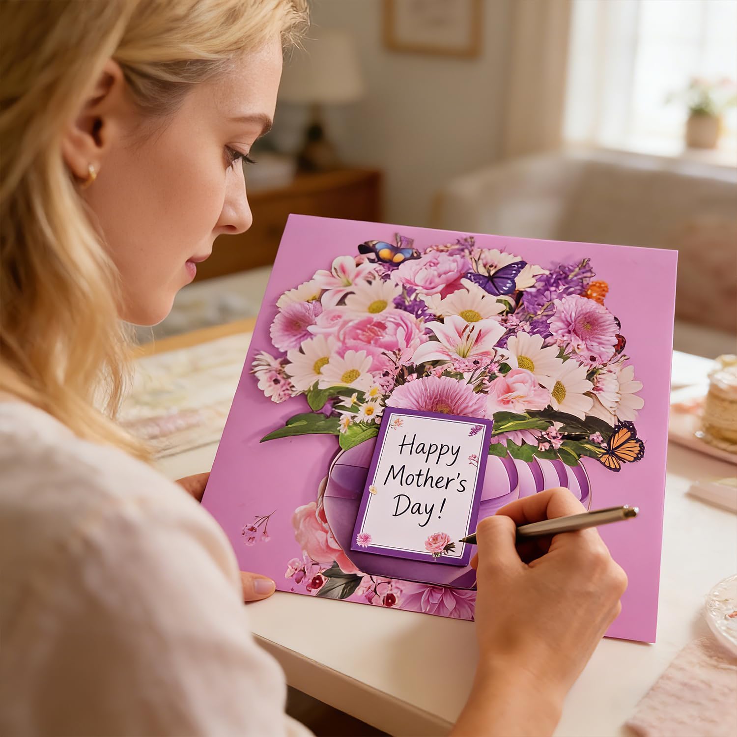 Detalle 2 de Rayilyn 3D Pop-Up Peony Thank You Card for Mom with Music and Lights