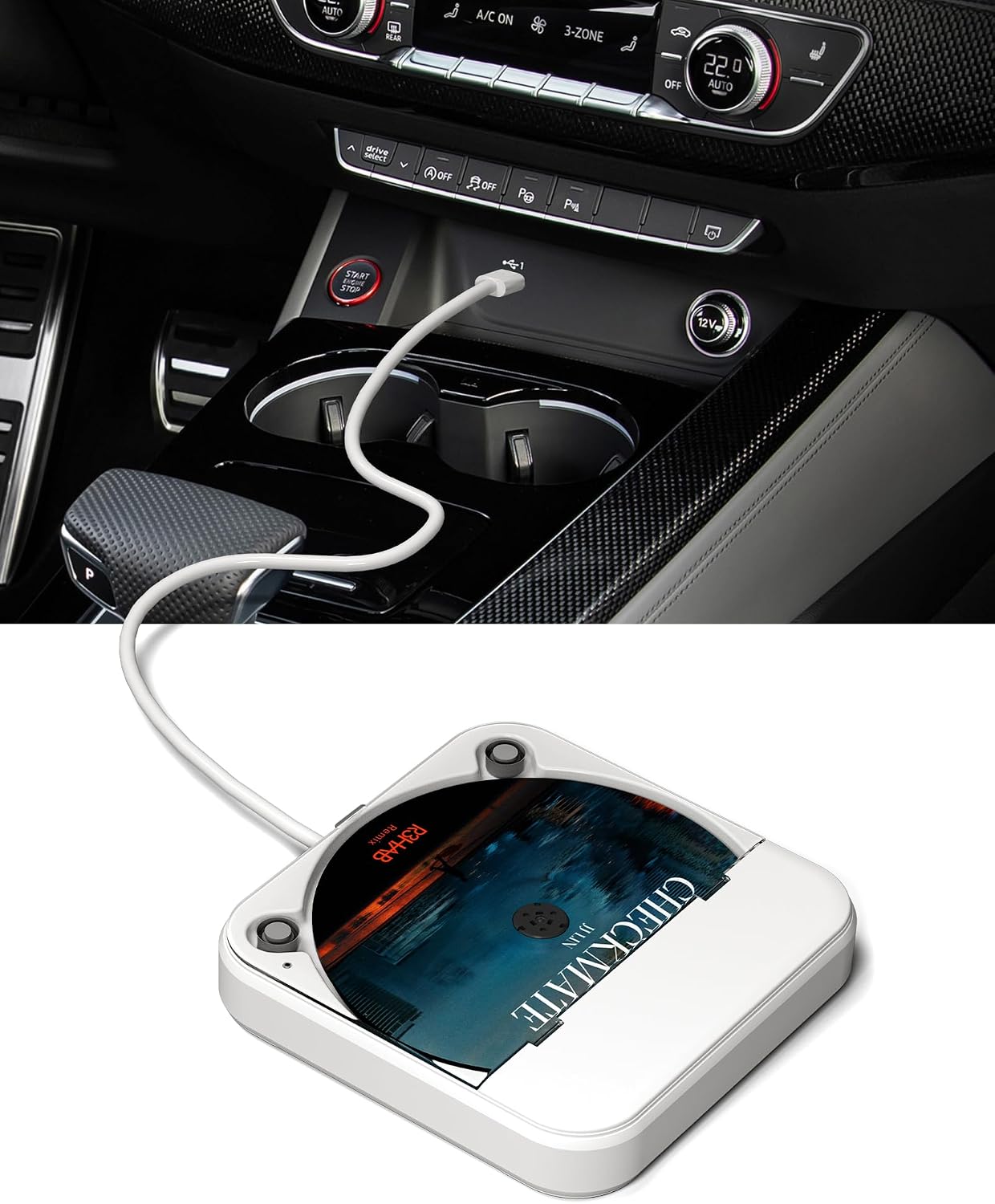 Detalle de ENVYCLOUD KC-918 ポータブルCDプレーヤー CD-R/RW・MP3対応、FMラジオ搭載