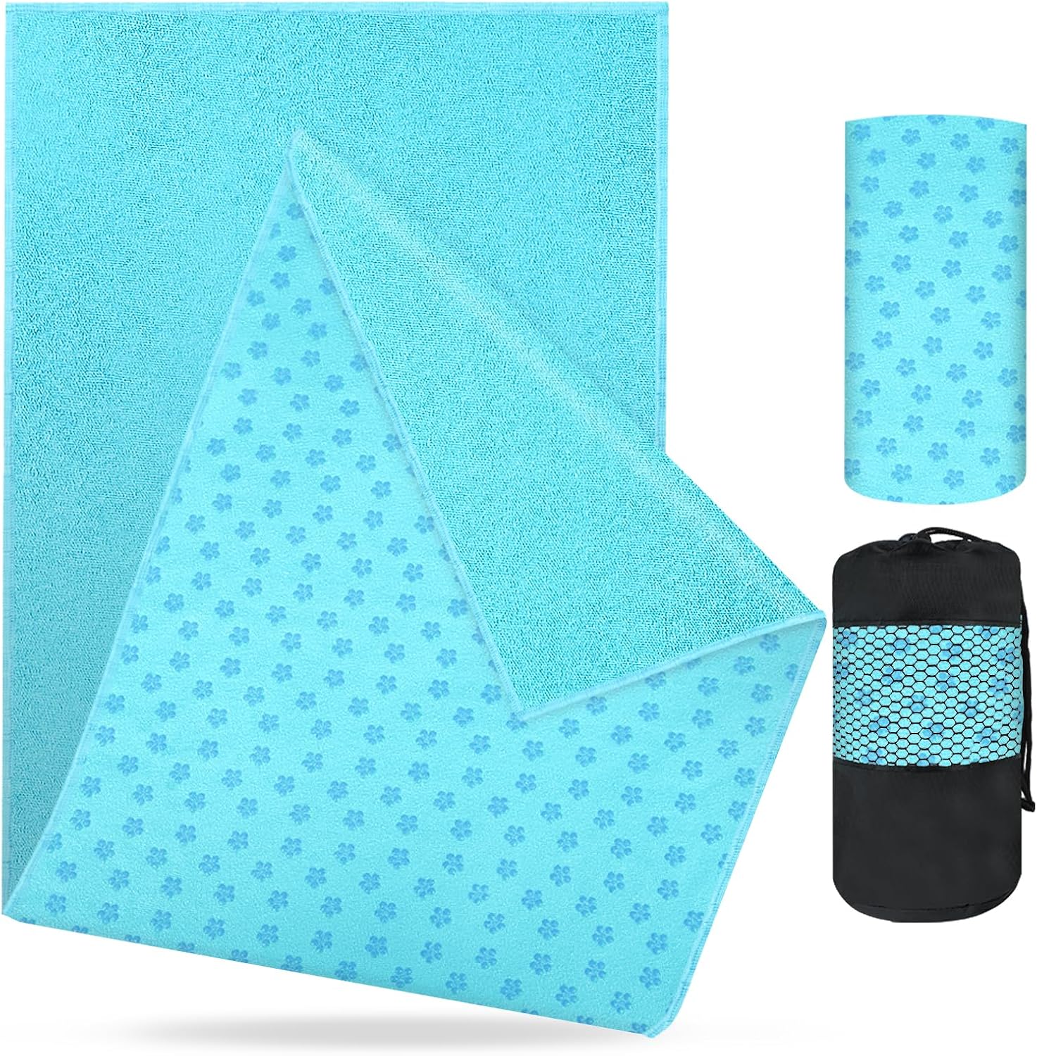 Detalle de Flintronic Mikrofaser Yoga-Handtuch 183 × 63 cm – rutschfest, 2-in-1 mit Kühlhandtuch