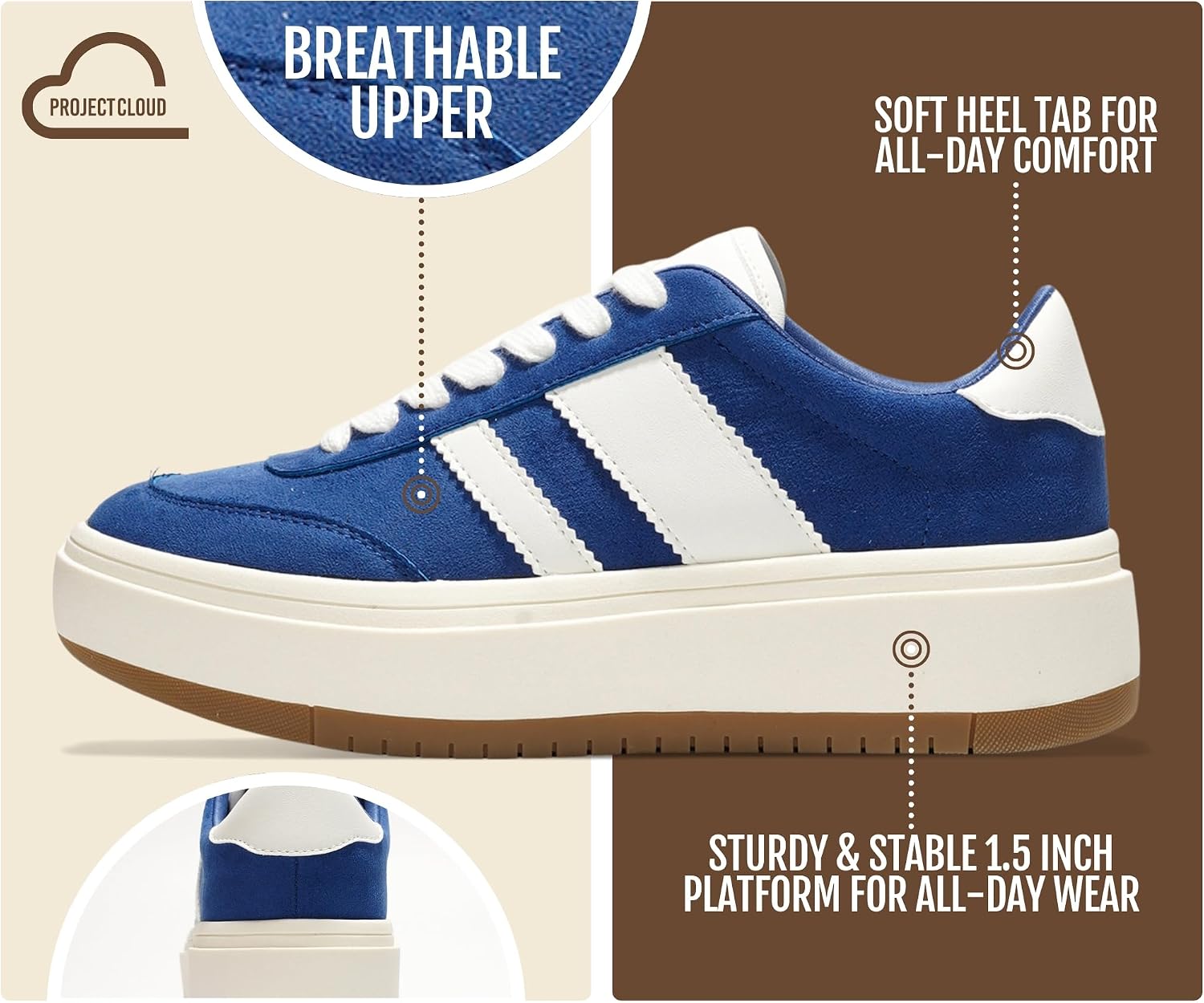 Detalle 2 de Project Cloud Women's Platform Sneakers with Memory Foam Insole