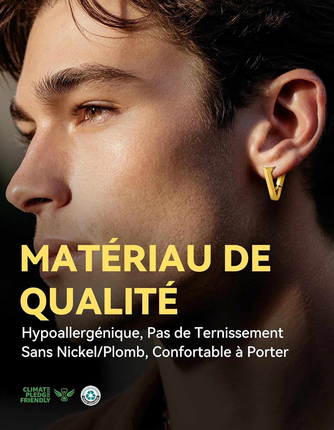 Thumbnail 1 de ChainsHouse Boucles d'Oreilles Petit Créole en Acier Inoxydable – Argent Noir
