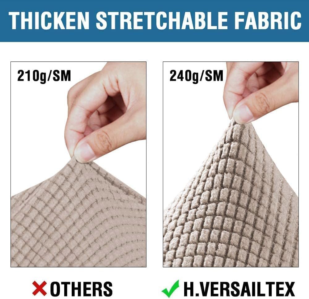Thumbnail 2 de H.VERSAILTEX 4 Piece Stretch Sofa Covers for 3 Cushion Couch – Thick Jacquard, Sand