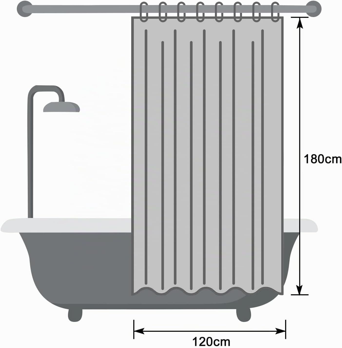 Thumbnail 6 de EurCross Rideau de douche en lin texturé beige 120x180 cm – imperméable et lavable
