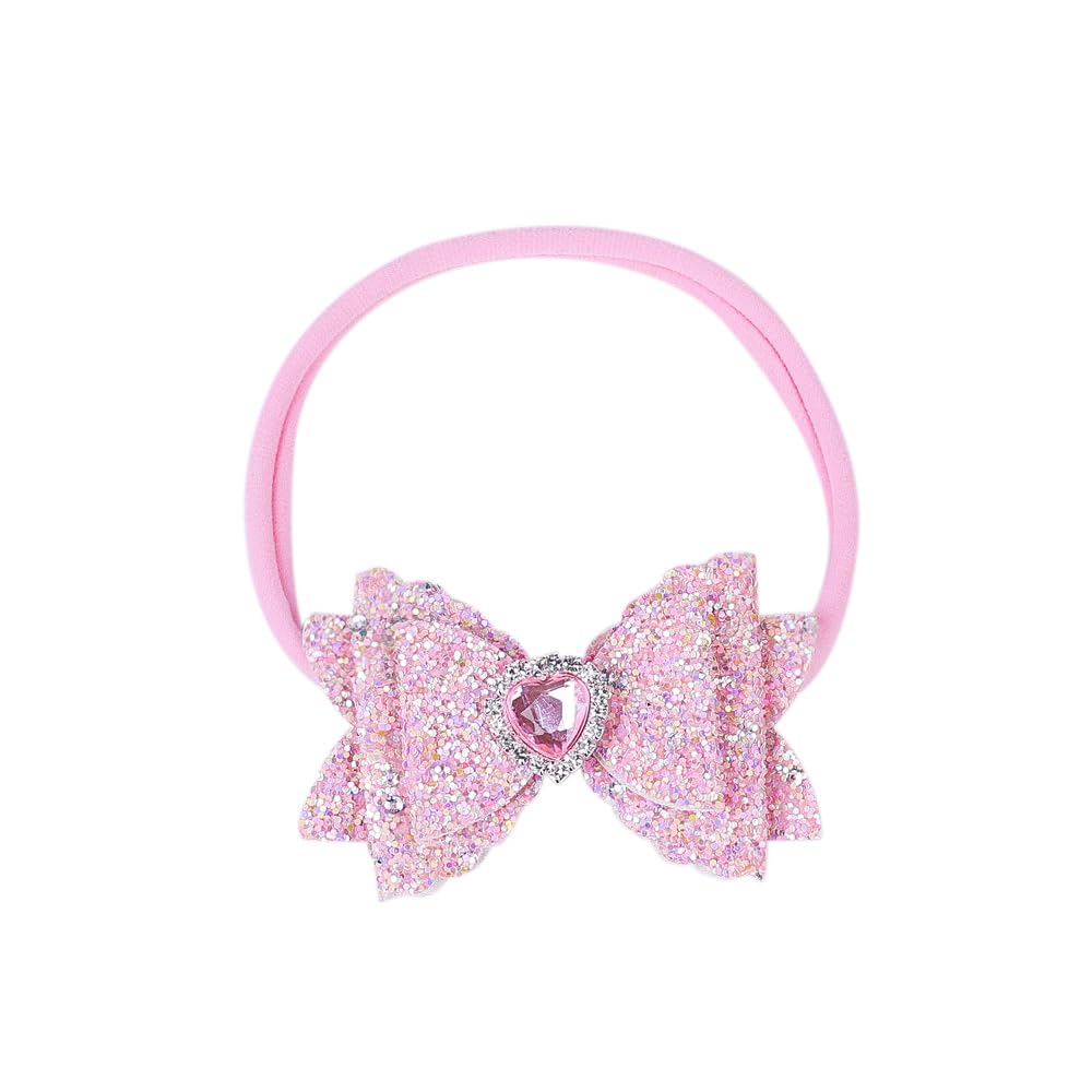 Detalle de Koolgil Light Pink Valentine's Day Baby Headband with Heart Bow and Rhinestones