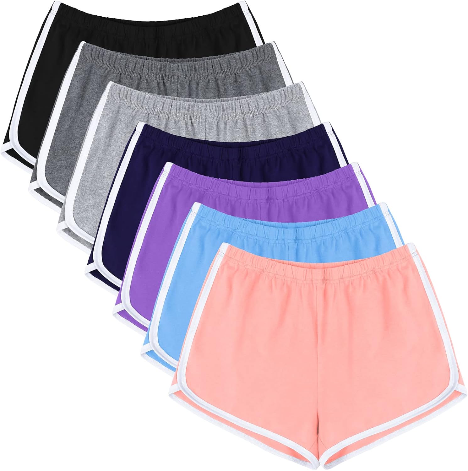 Thumbnail 6 de URATOT 7 Pack Women’s Cotton Shorts with Dolphin Cut – Multi-Color, Breathable Lounge & Workout Shorts