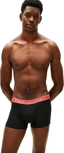 Thumbnail 5 de Tommy Hilfiger Calzoncillos bóxer Pack de 3 para hombre Trunks de algodón elástico, XL (Negro BRK BLU/Trra Rd/Arm Grn)