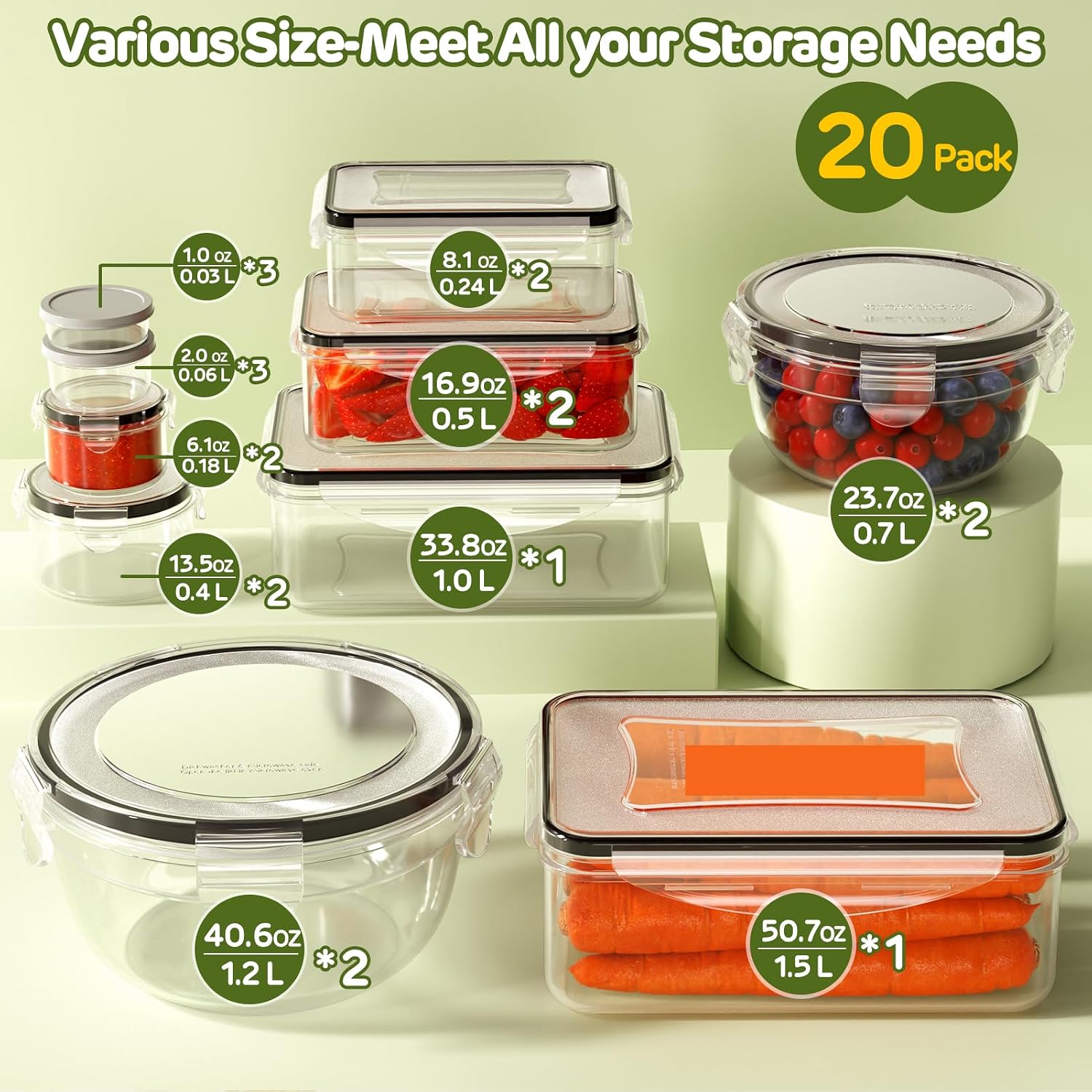 Detalle de JSCARES Food Storage Containers Plastic