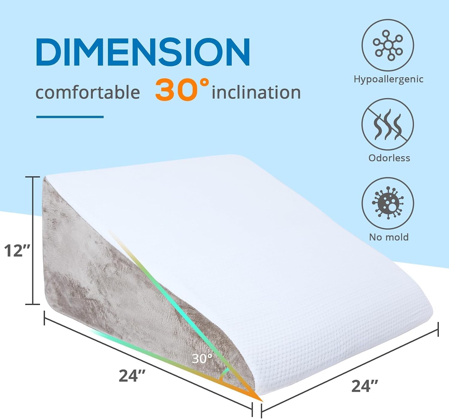 Detalle 2 de Sasttie Bed Wedge Pillow 24 x 24 x 12-Inch