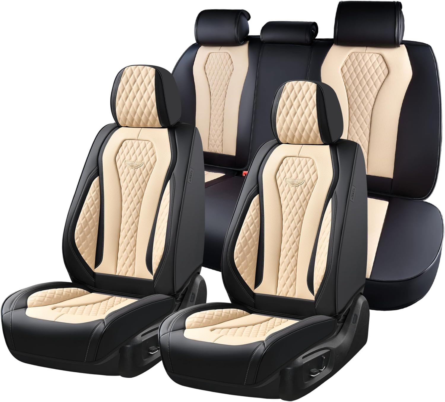 Detalle de Coverado Leather Car Seat Covers Full Set in Beige