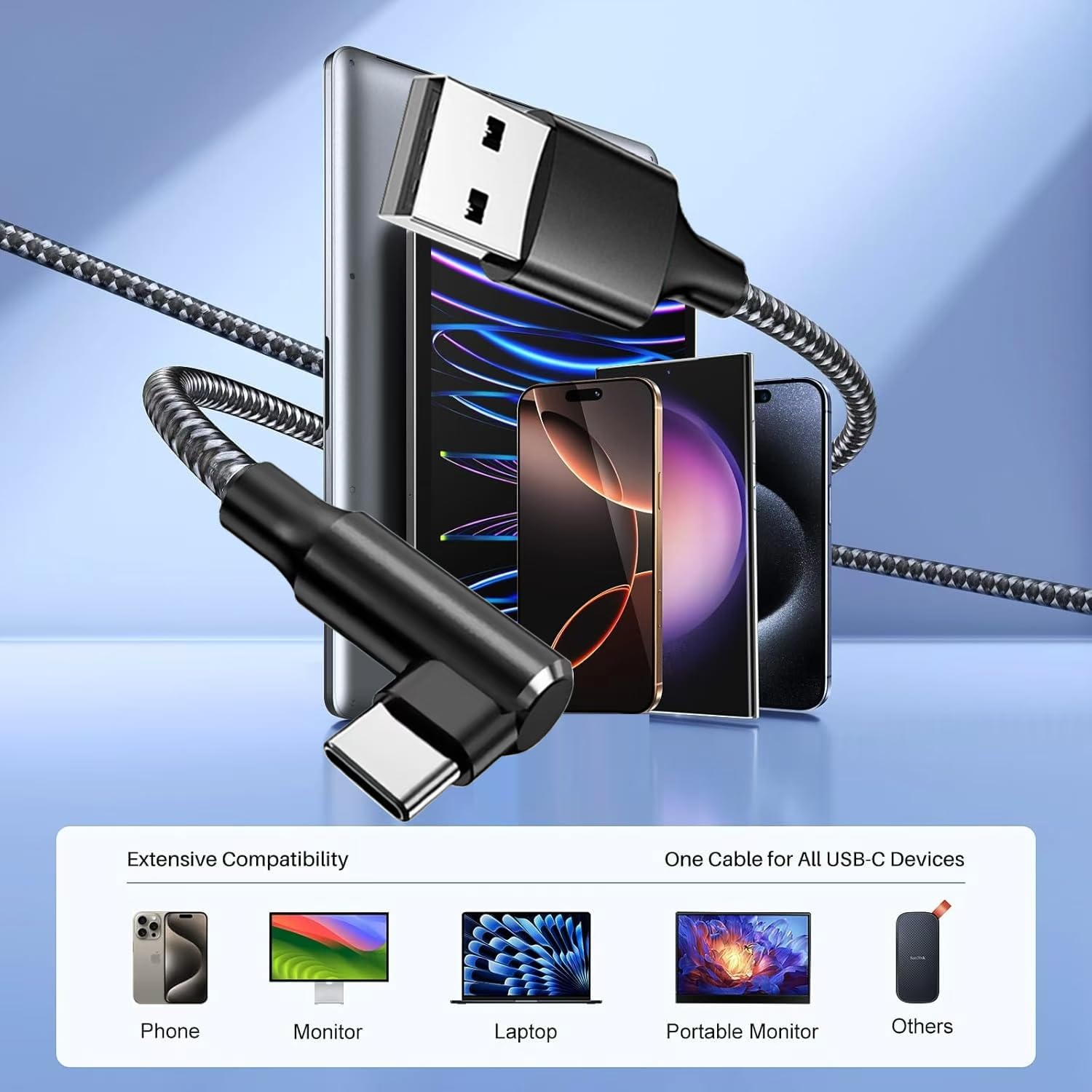 Thumbnail 4 de ECQUANQIU USB C Charger Cable (3 Pack / 3ft): USB-A to USB-C Nylon Braided, Reliable Daily Cables