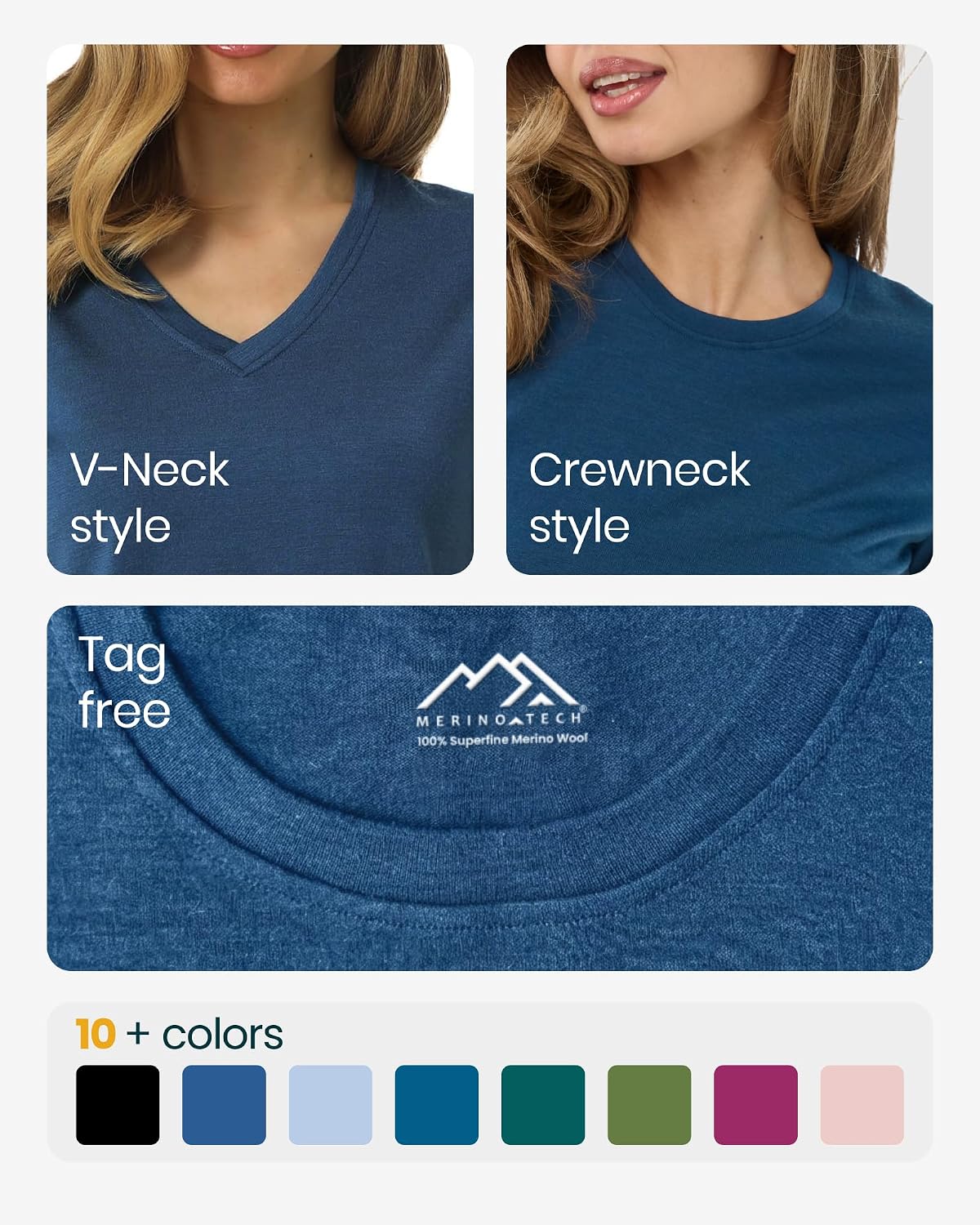 Thumbnail 2 de Merino.tech 100% Merino Wool T-Shirt for Women (Base Layer Short Sleeve) + Hiking Socks Set